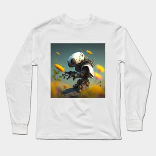 Cute robot picking up a flowers for her wife v2 Long Sleeve T-Shirt